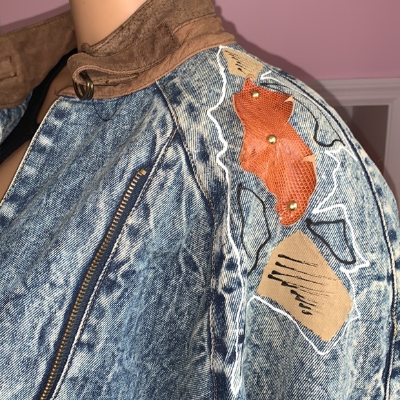 VINTAGE HaVoc long oversized denim/leather coat - Picture 3 of 12